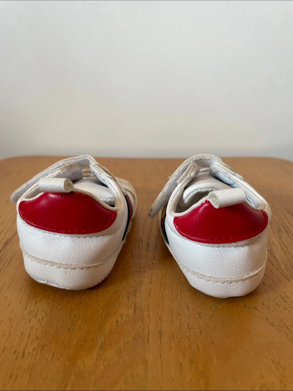 Infant White Kids Sneakers with Red & Green Stripe